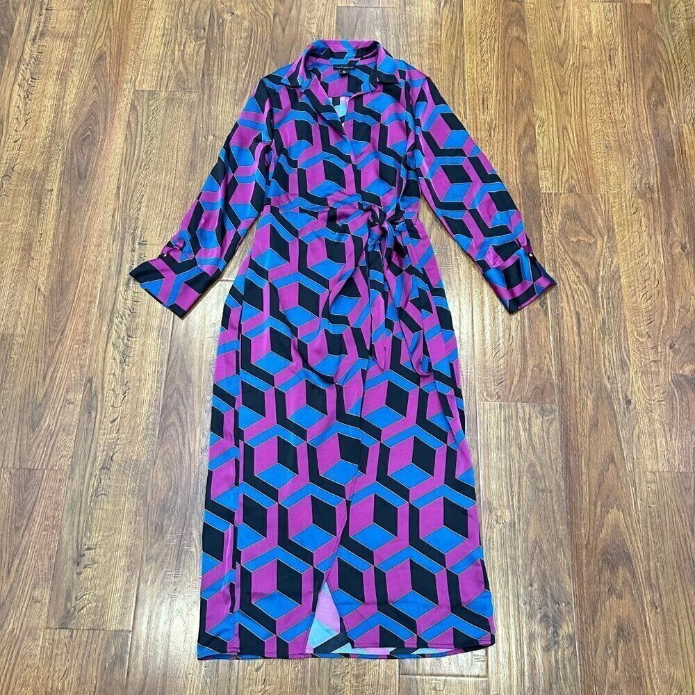 House of Harlow 1960 geometric satin wrap dress
